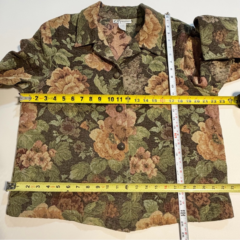 VINTAGE tapestry cottage flower garden blazer woven jacket Victorian English 90s - Picture 10 of 11
